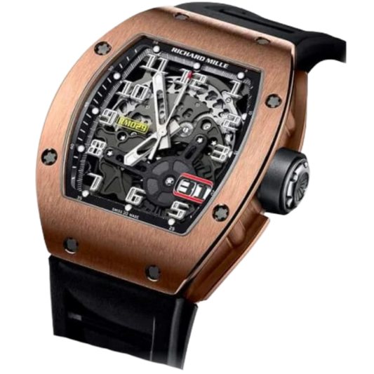 RM 029 Automatic Black Rubber Strap Rose Gold Case