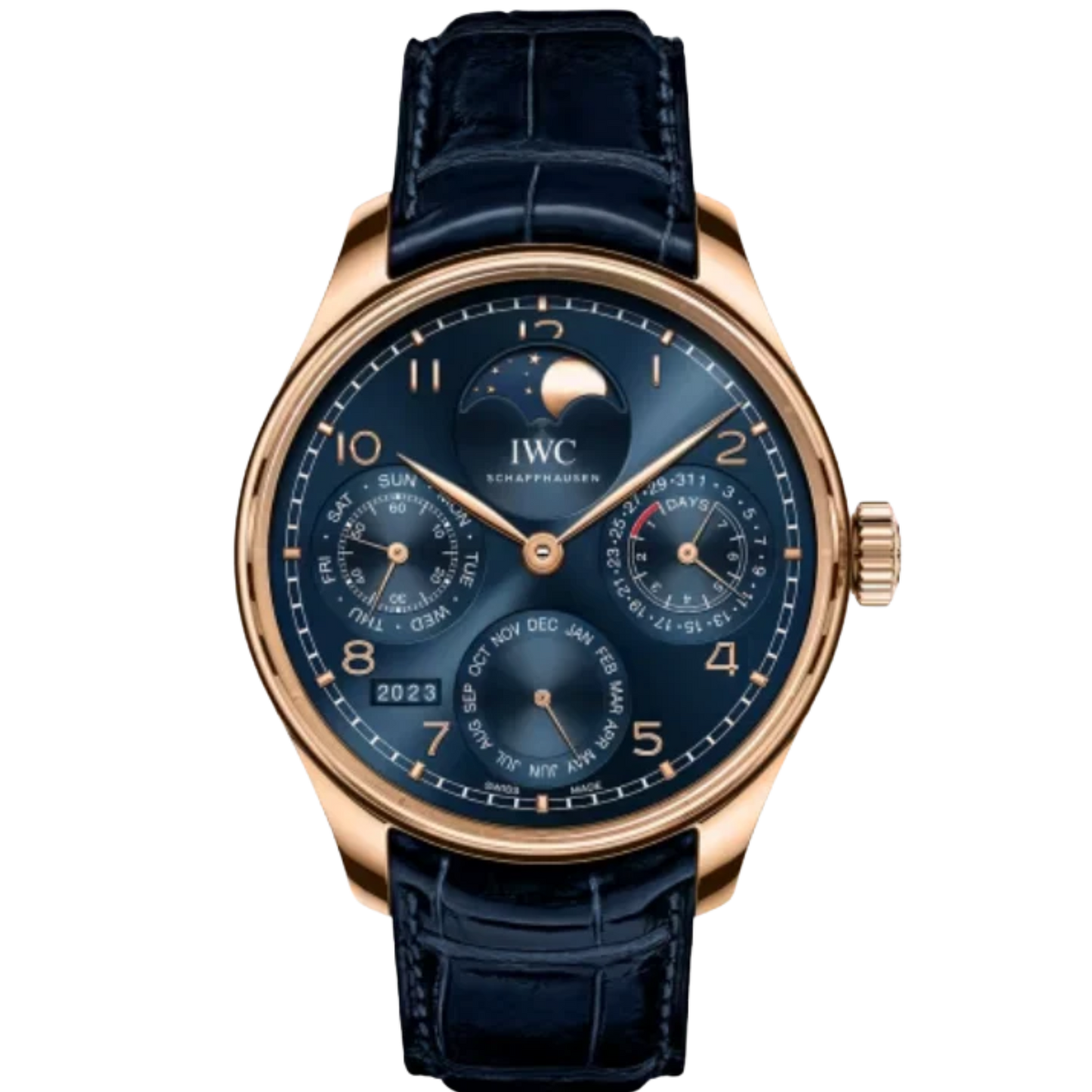 PORTUGIESER PERPETUAL CALENDAR BOUTIQUE EDITION 44 MM ARMOR GOLD WITH BLUE DIAL