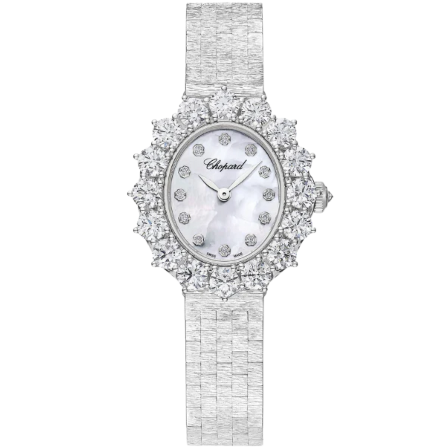 L'HEURE DU DIAMANT 30 MM ETHICAL WHITE GOLD WITH MOTHER OF PEARL DIAL