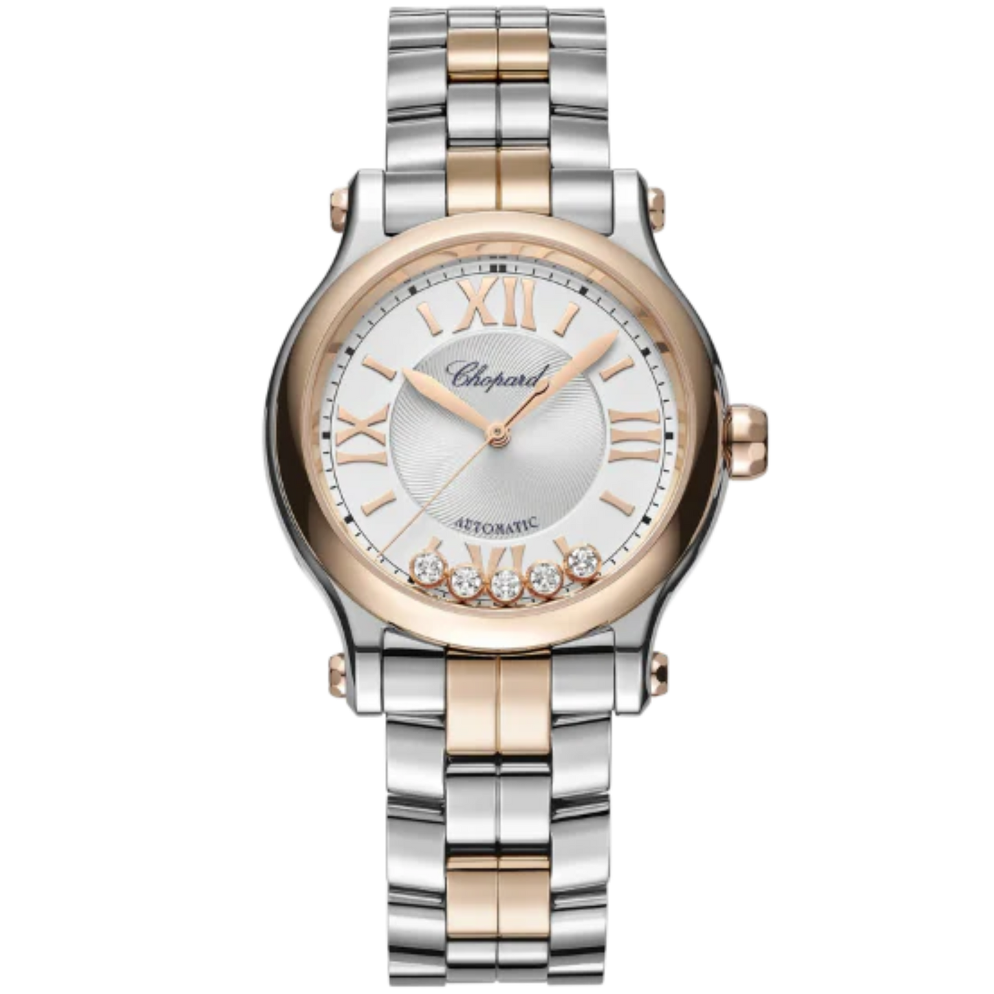 HAPPY SPORT 33 MM LUCENT STEEL™ - ETHICAL ROSE GOLD WITH SILVER DIAL