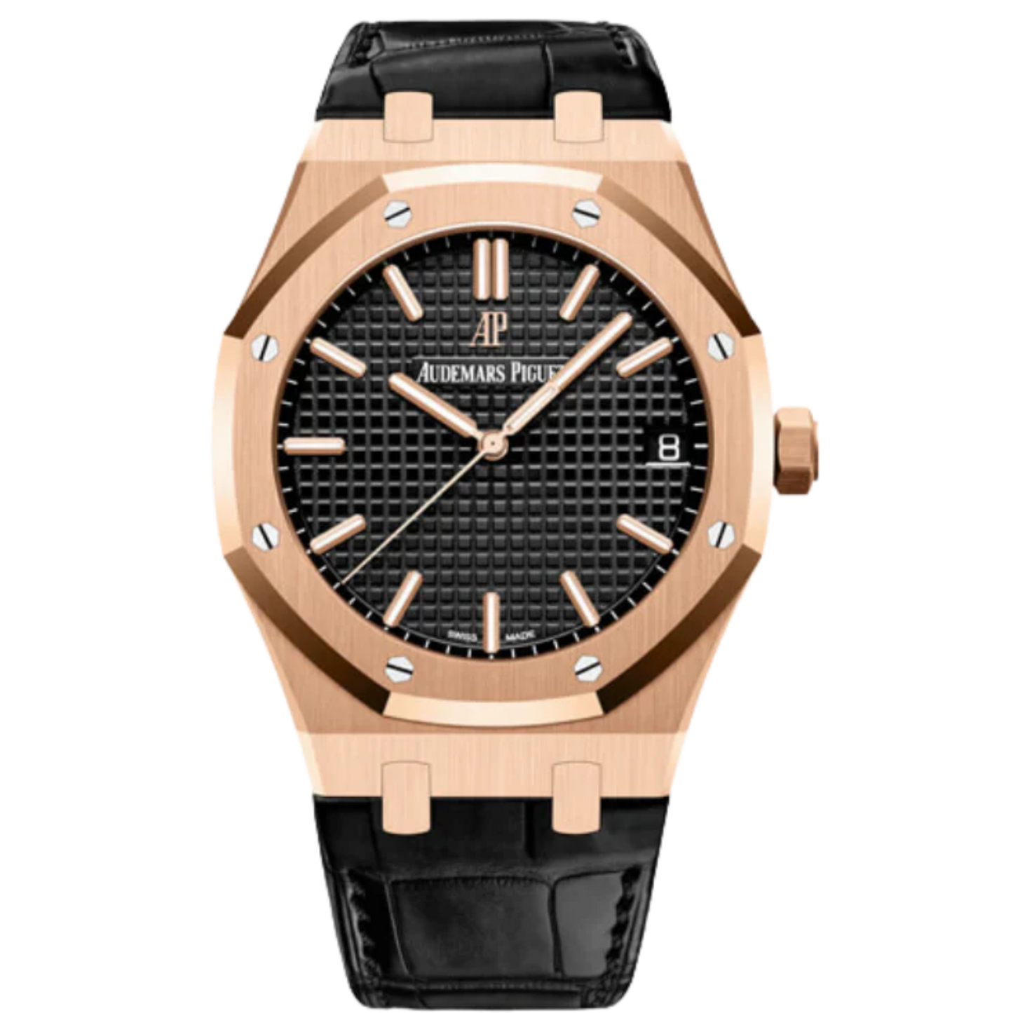 Audemars Piguet Royal Oak Ref. 15500OR.OO.D002CR.01 41MM Rose Gold Black Dial on Leather