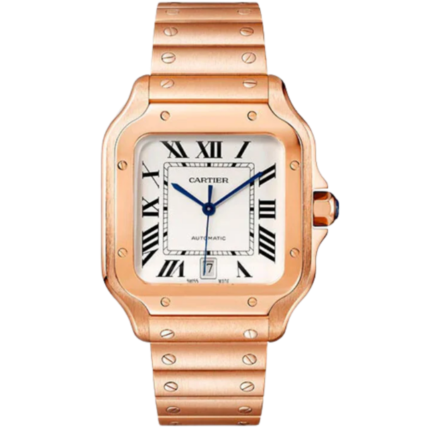 Cartier WGSA0018 Rose Gold Santos de Cartier Silver Dial