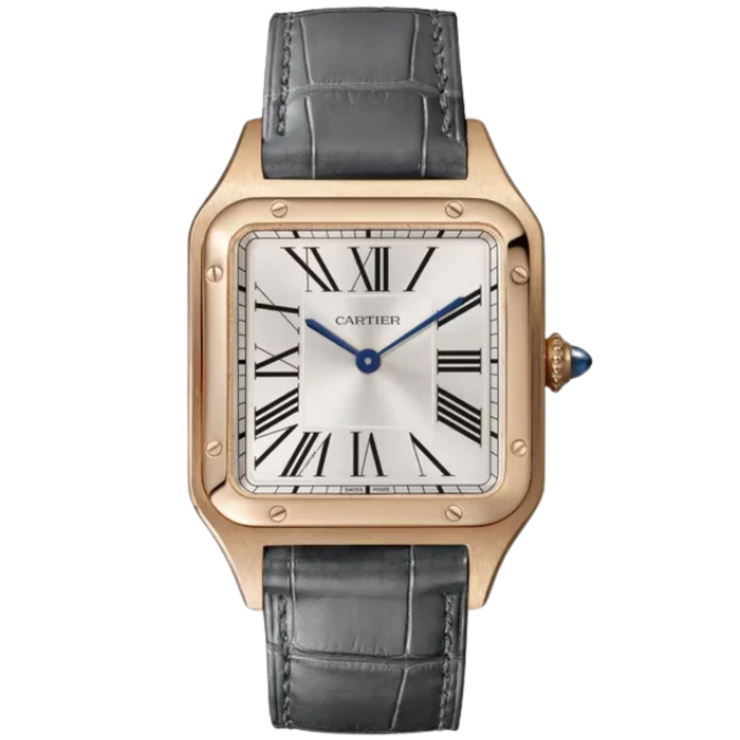 SANTOS 44 MM DUMONT SILVER 18K ROSE GOLD