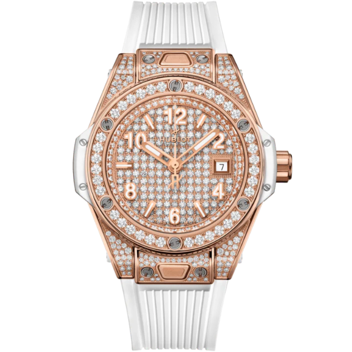 Big Bang 33mm ONE CLICK KING GOLD WHITE FULL PAVÉ