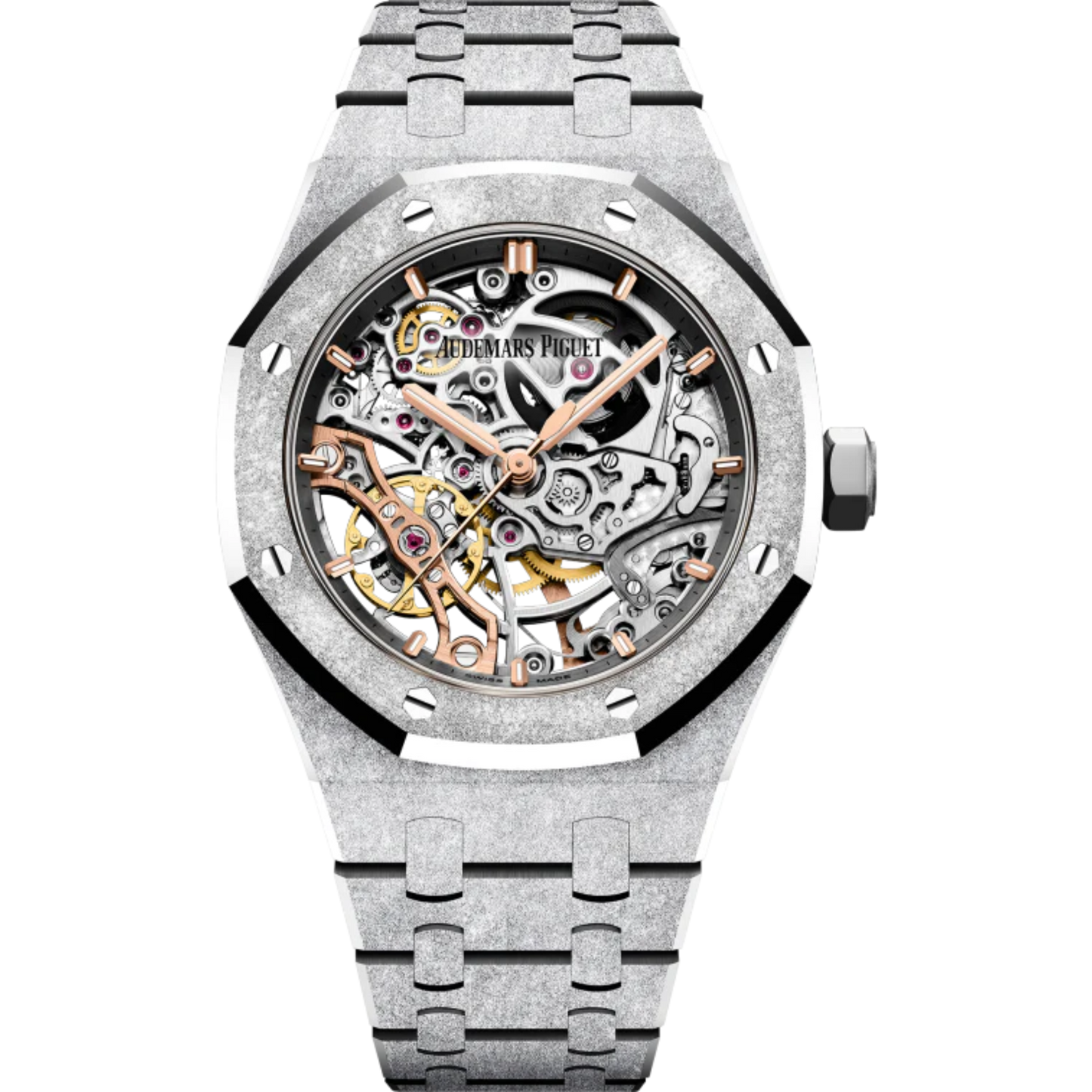 Royal Oak Double Balance Wheel Openworked 37MM Hammered 18-Carat White Gold Bracelet Openworked Rhodium-Toned Dial Hammered 18-Carat White Gold Case