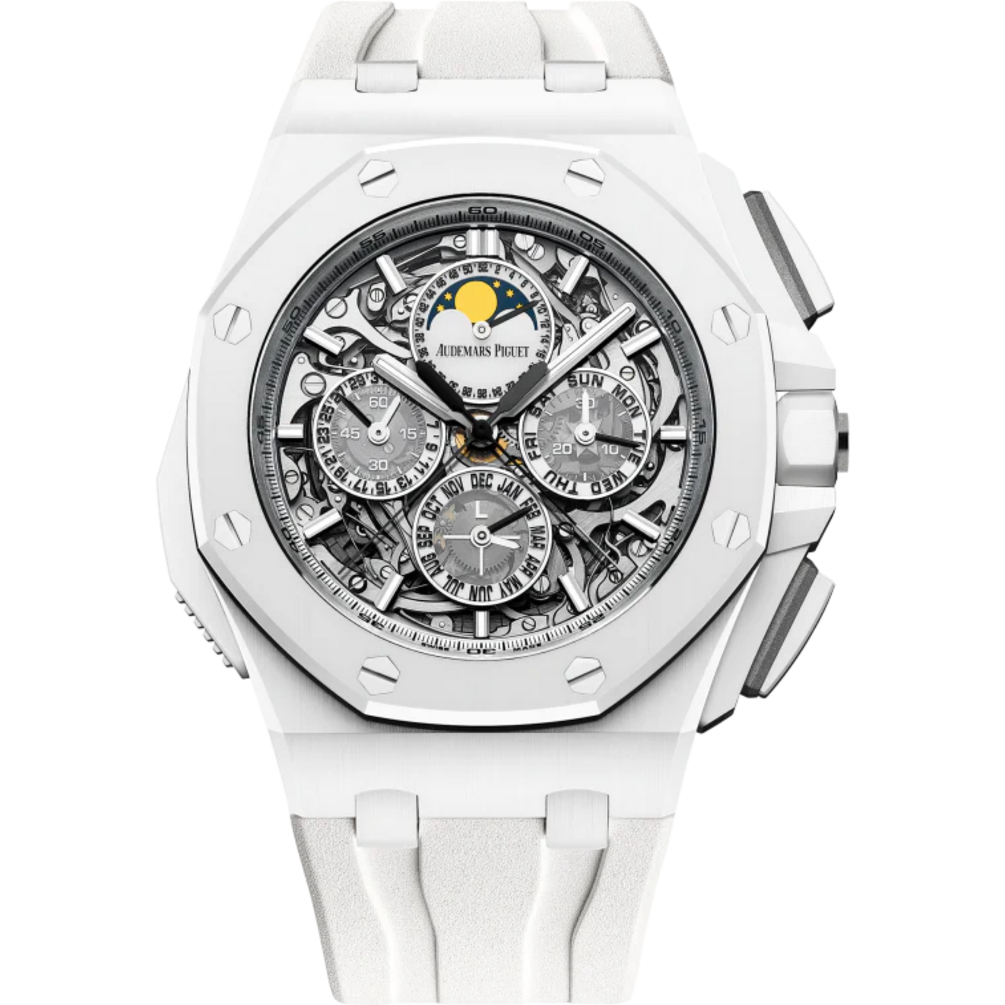 Royal Oak Offshore Grande Complication 44MM White Rubber Strap Sapphire Dial White Ceramic Case