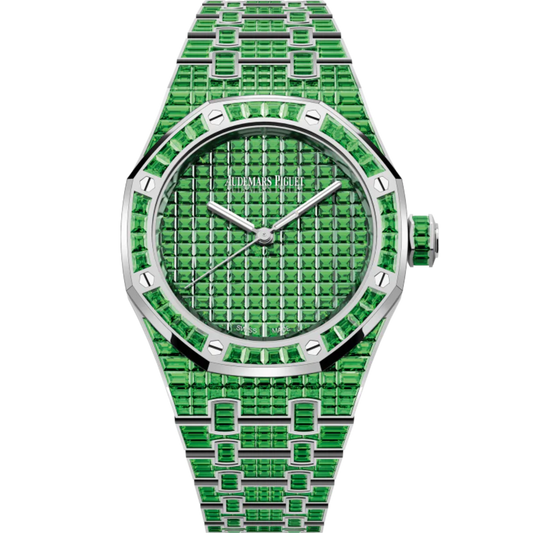 Royal Oak Selfwinding Tsavorite 50th Anniversary 37MM 18-Carat White Gold Bracelet 18-Carat White Gold Dial 18-Carat White Gold Case Set With Baguette-Cut Tsavorites