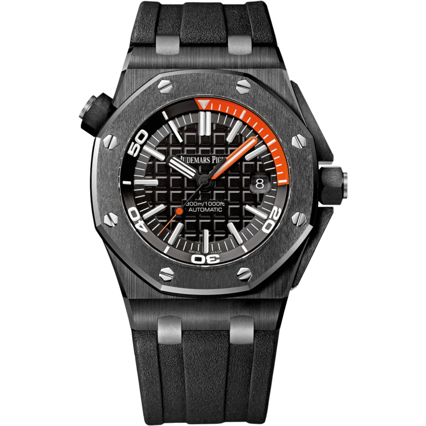 Royal Oak Offshore Diver 42MM Black Rubber Strap Black Dial With Méga Tapisserie Pattern Black Ceramic Case and Bezel