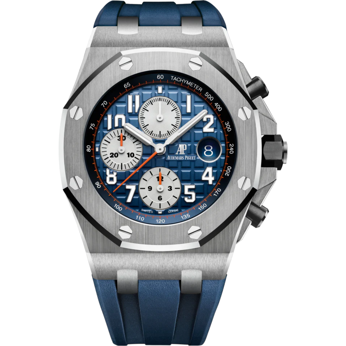 Royal Oak Offshore Chronograph 42MM Blue Rubber Strap Blue Dial With Méga Tapisserie Pattern Stainless Steel Case