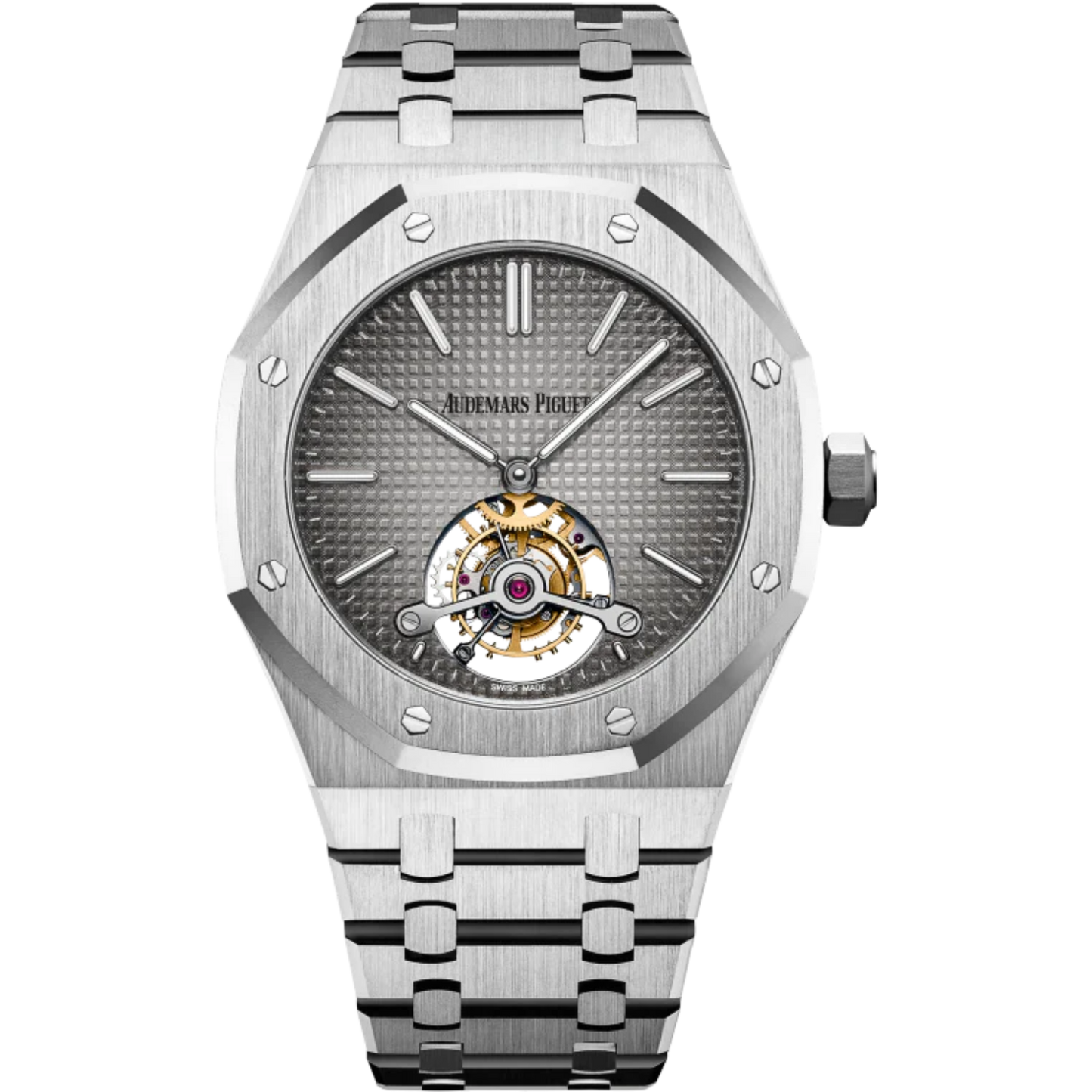 Royal Oak Tourbillon Extra-Thin 41MM 950 Platinum Bracelet Smoked Grey Dial With Petite Tapisserie Pattern 950 Platinum Case