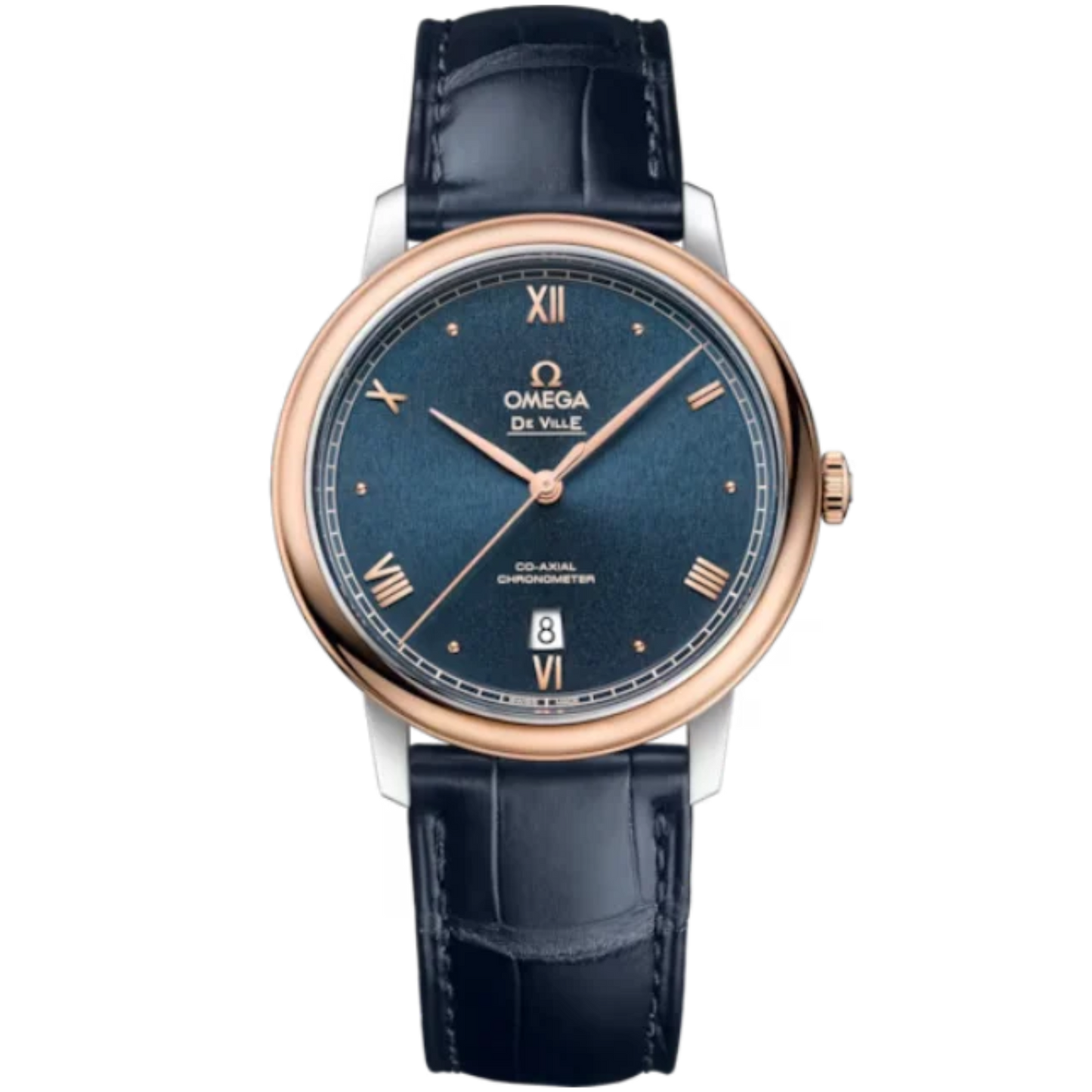 DE VILLE PRESTIGE 39 MM STAINLESS STEEL - RED GOLD WITH BLUE DIAL