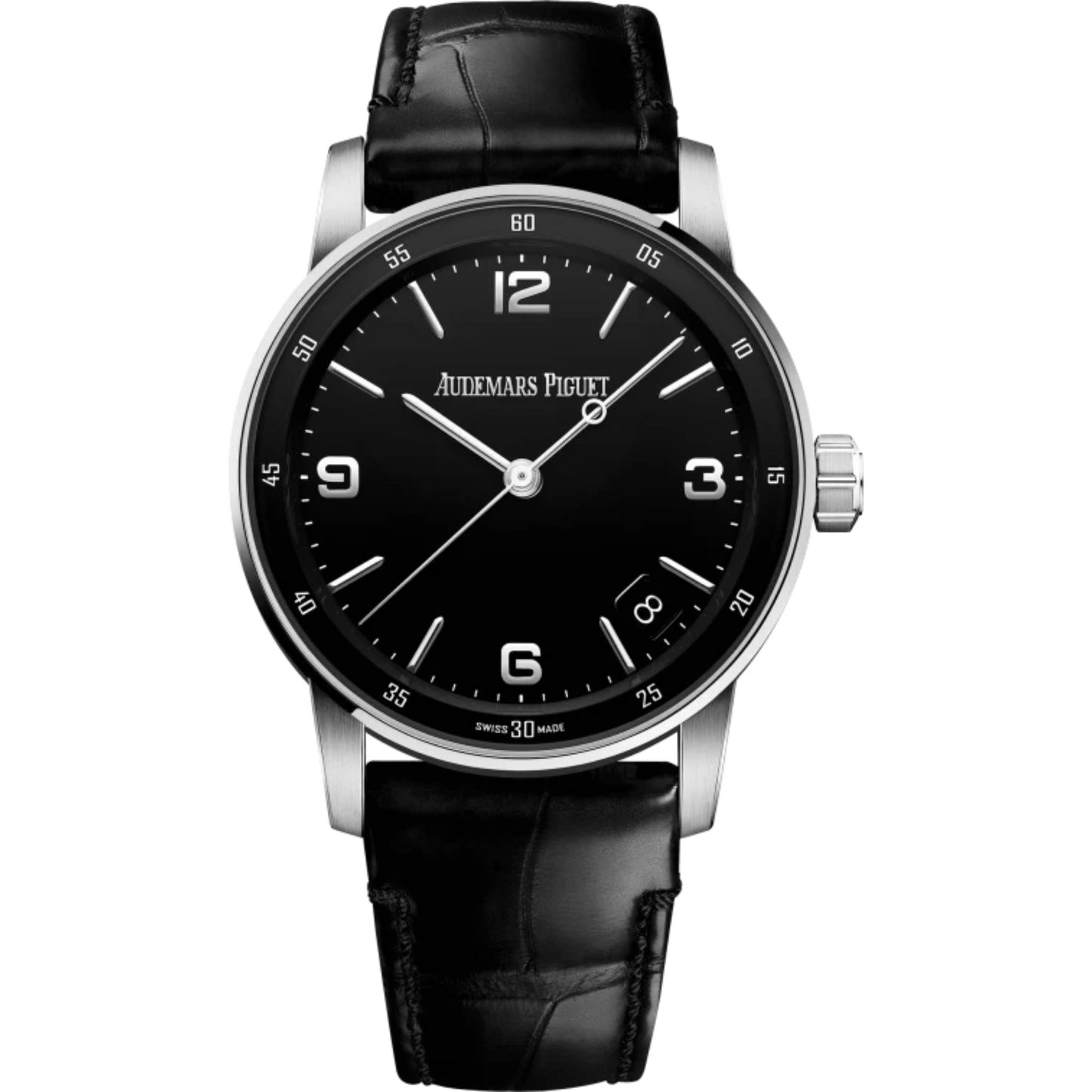 Code 11.59 by Audemars Piguet 41mm Black Alligator Strap Lacquered Black Dial 18-Carat White Gold Case