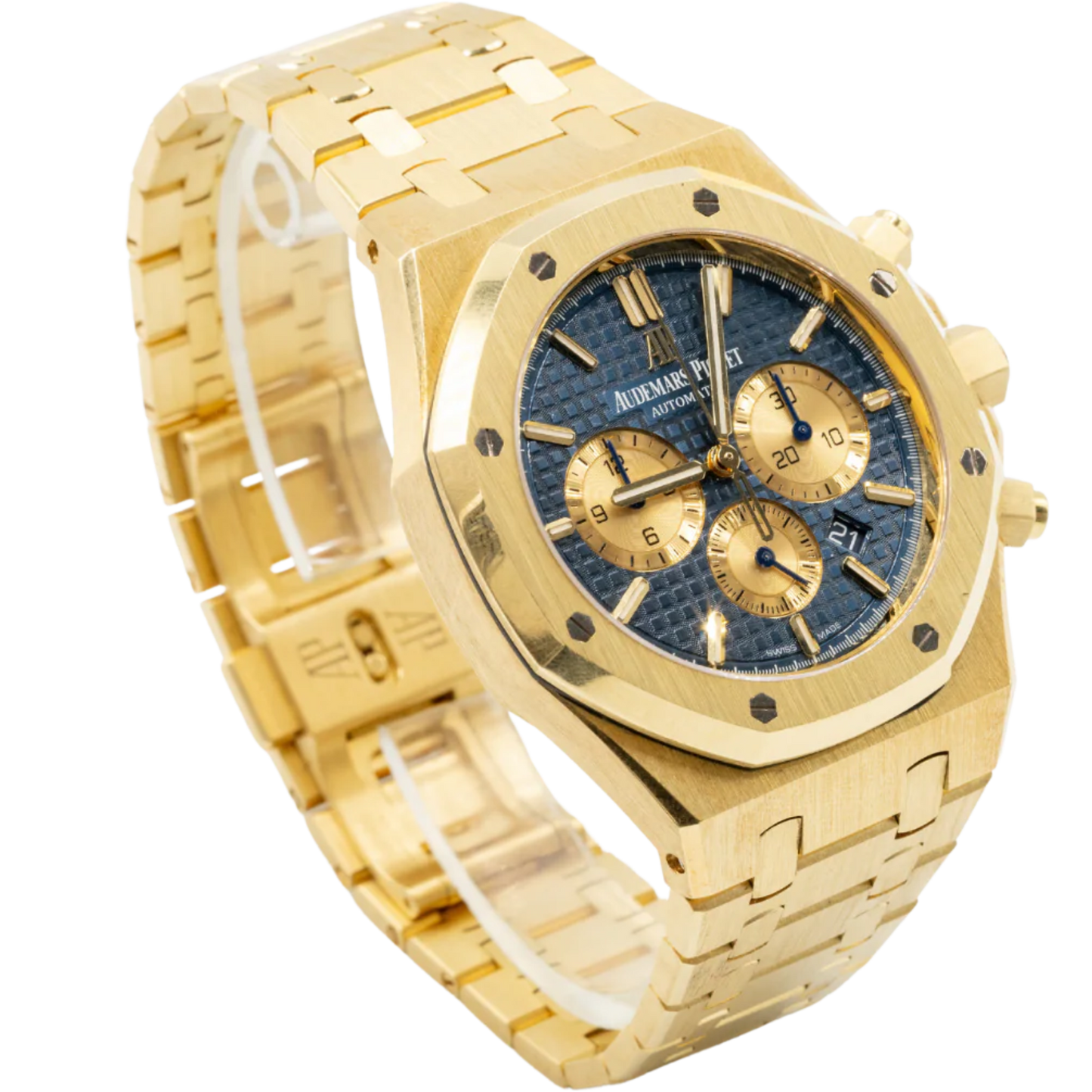 Royal Oak Selfwinding Chronograph 41MM 18-Carat Yellow Gold Bracelet Blue Dial With Grande Tapisserie Pattern 18-Carat Yellow Gold Case