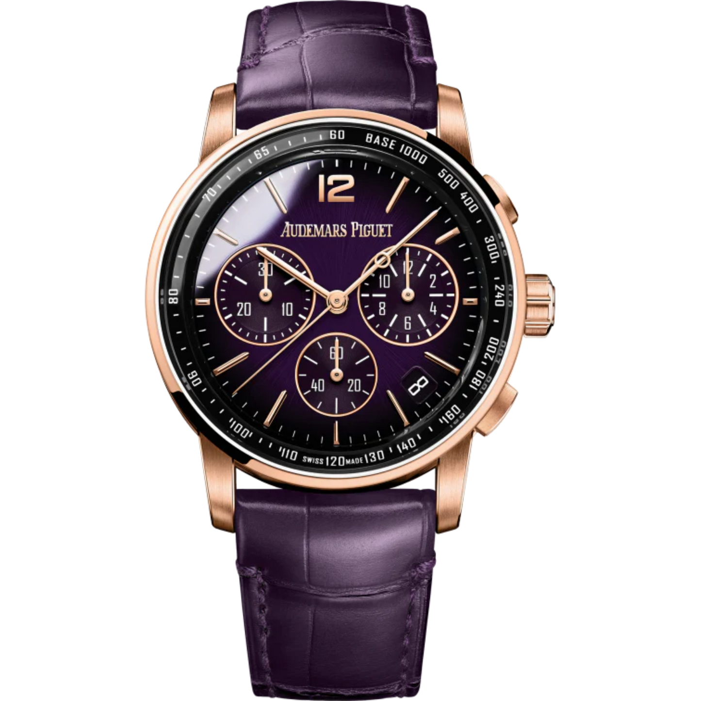 Code 11.59 by Audemars Piguet 41mm Purple Alligator Strap Smoked Lacquered Purple Dial With Sunray Pattern Base 18-carat pink gold case