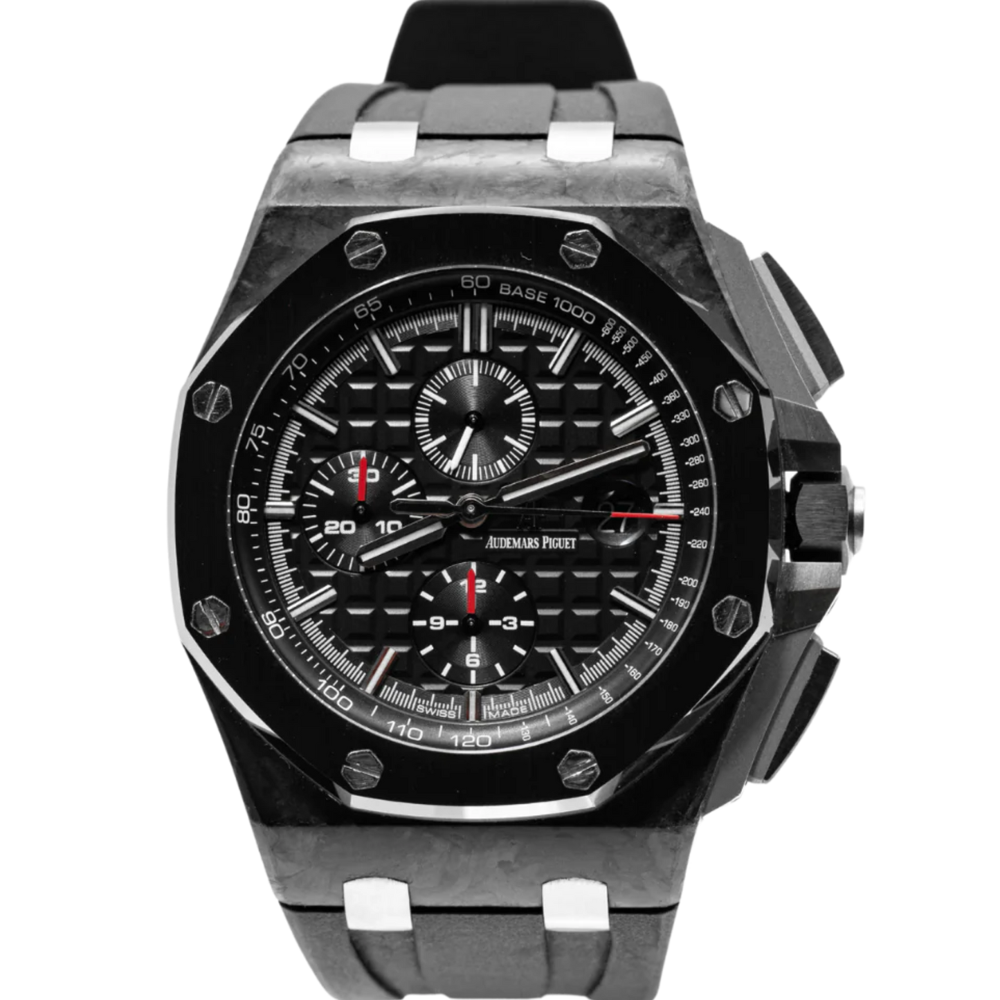 Royal Oak Offshore Chronograph 44MM Black Rubber Strap Black Dial With Méga Tapisserie Forged Carbon Case Pattern Black Ceramic Bezel