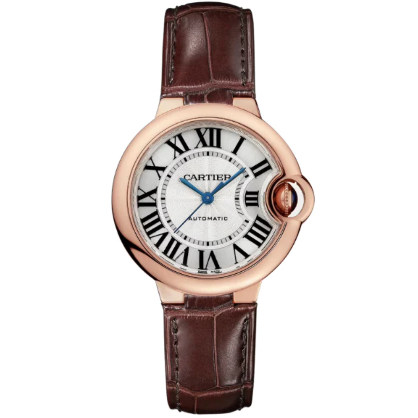 BALLON BLEU DE CARTIER 33 MM ROSE GOLD WITH SILVER GUILLOCHE LACQUER OPALINE DIAL