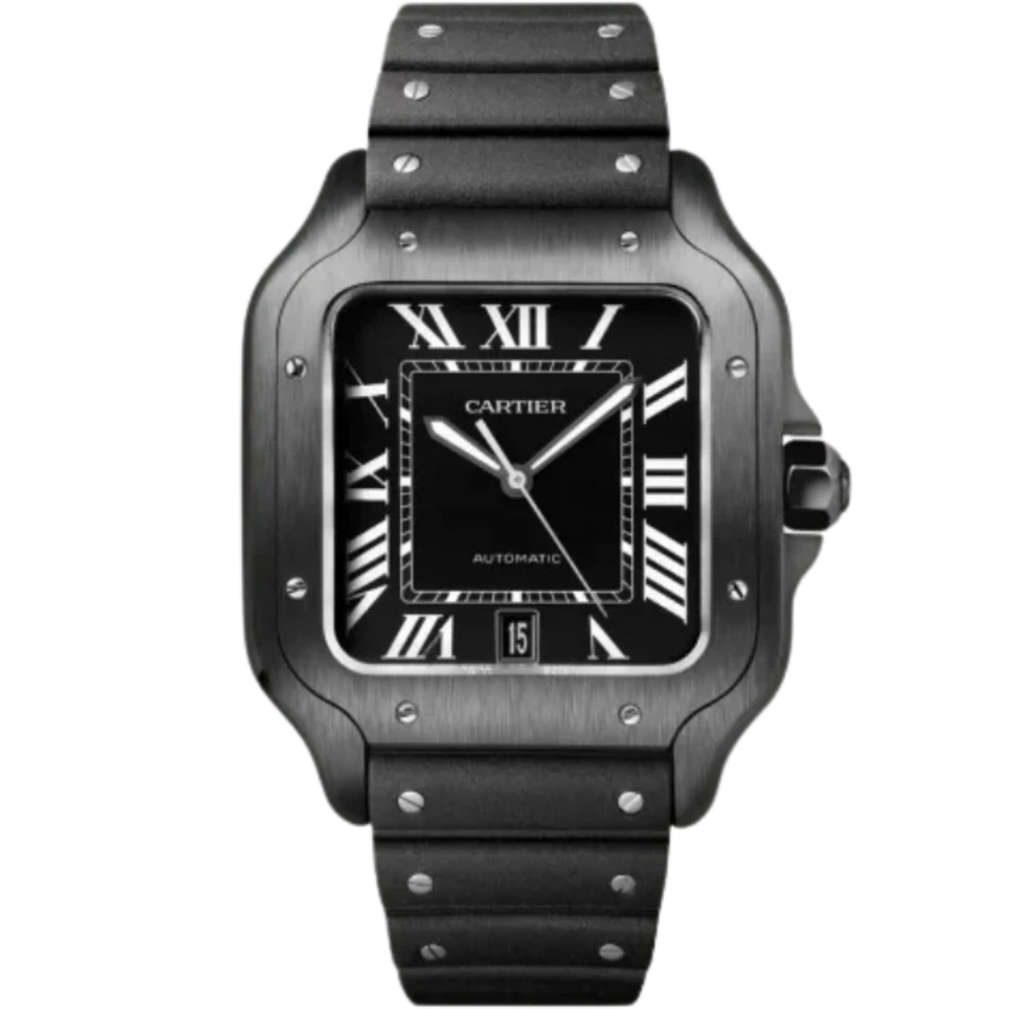 WSSA0039 Santos De Cartier Black ADLC with Black Dial