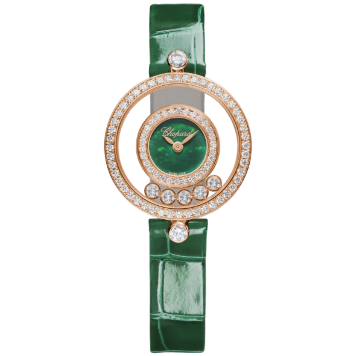HAPPY DIAMONDS ICONS 26 MM ETHICAL ROSE GOLD WITH GREEN MOTHER OF PEARL DIAL