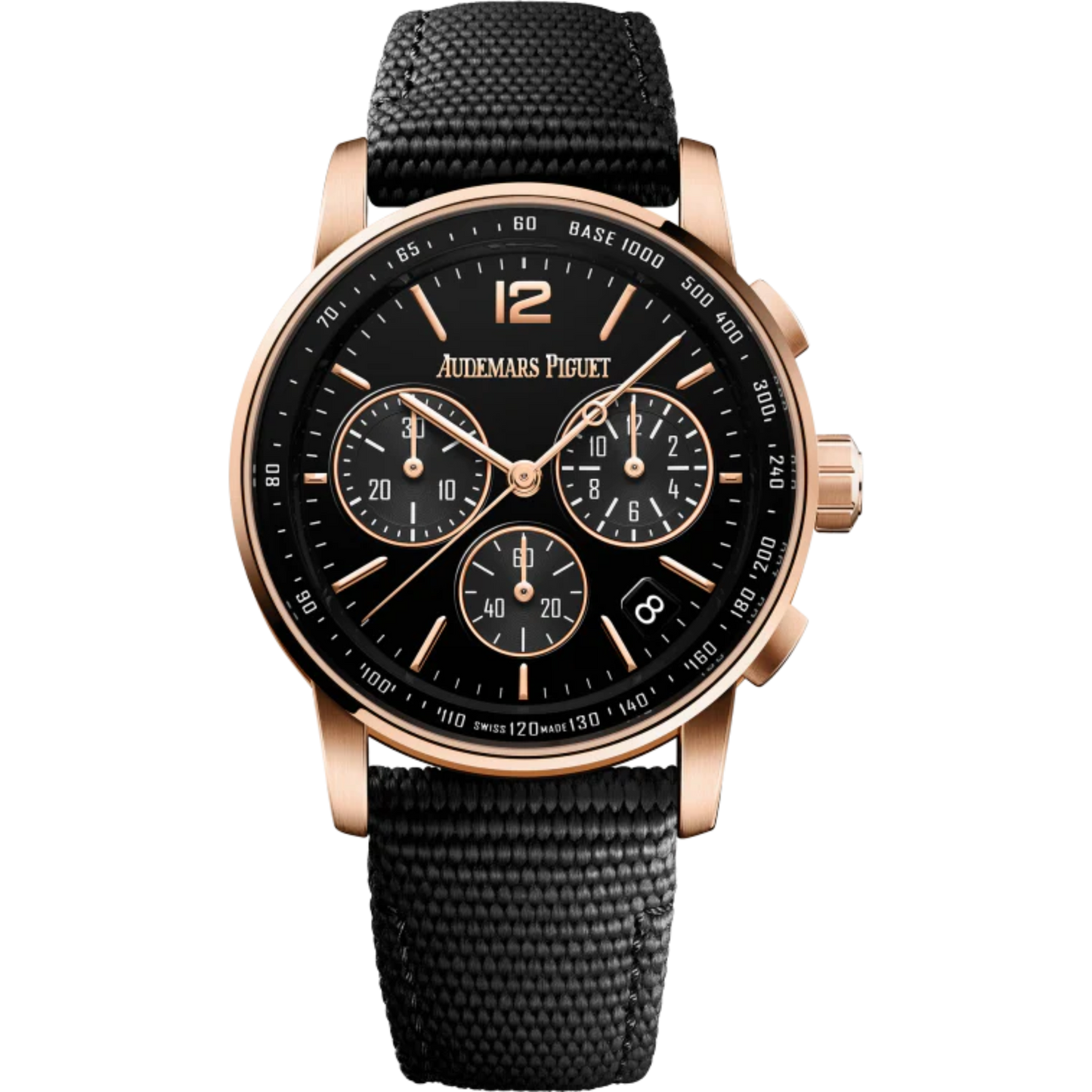 Code 11.59 by Audemars Piguet 41mm Black Rubber-Coated Strap Lacquered Black Dial 18-Carat Pink Gold Case