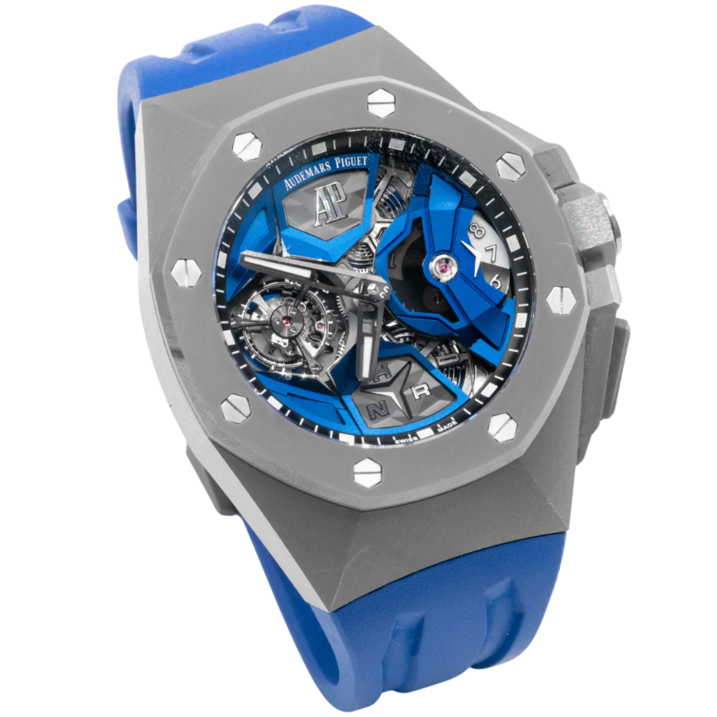 Royal Oak Concept 44mm Flying Tourbillon GMT and Audemars Piguet with Blue Rubber Strap Titanium Case