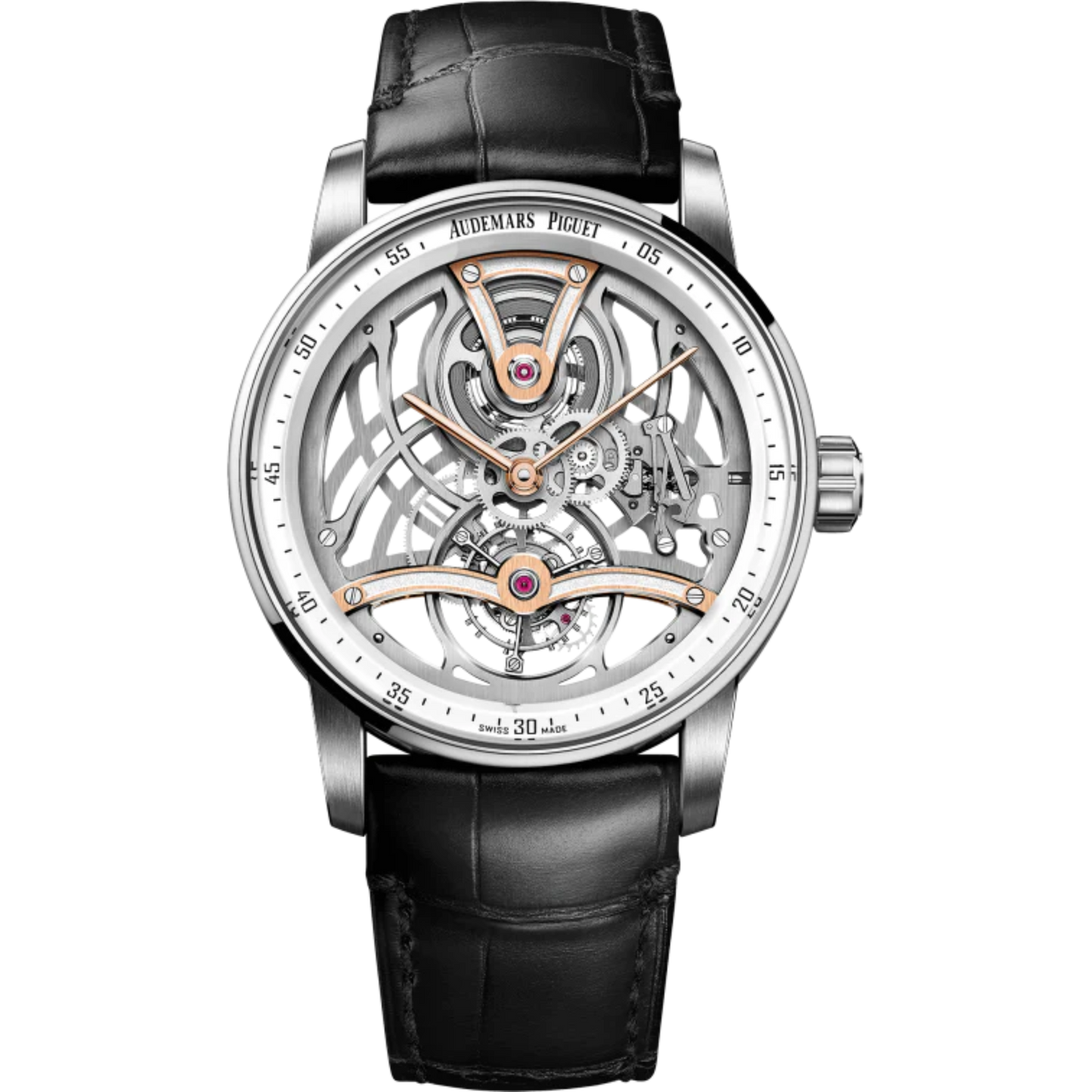 Code 11.59 by Audemars Piguet 41mm Black Alligator Strap Openworked Dial 18-Carat White Gold Bezel