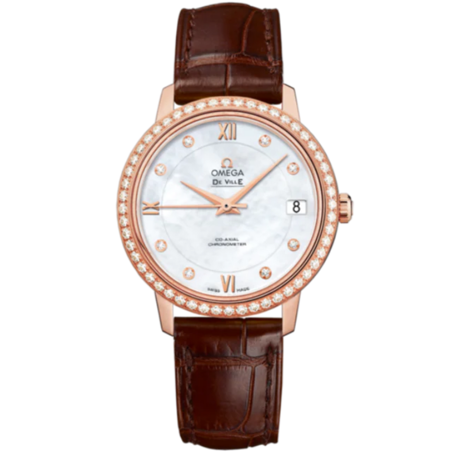 DE VILLE PRESTIGE 33 MM RED GOLD WITH MOTHER OF PEARL DIAL