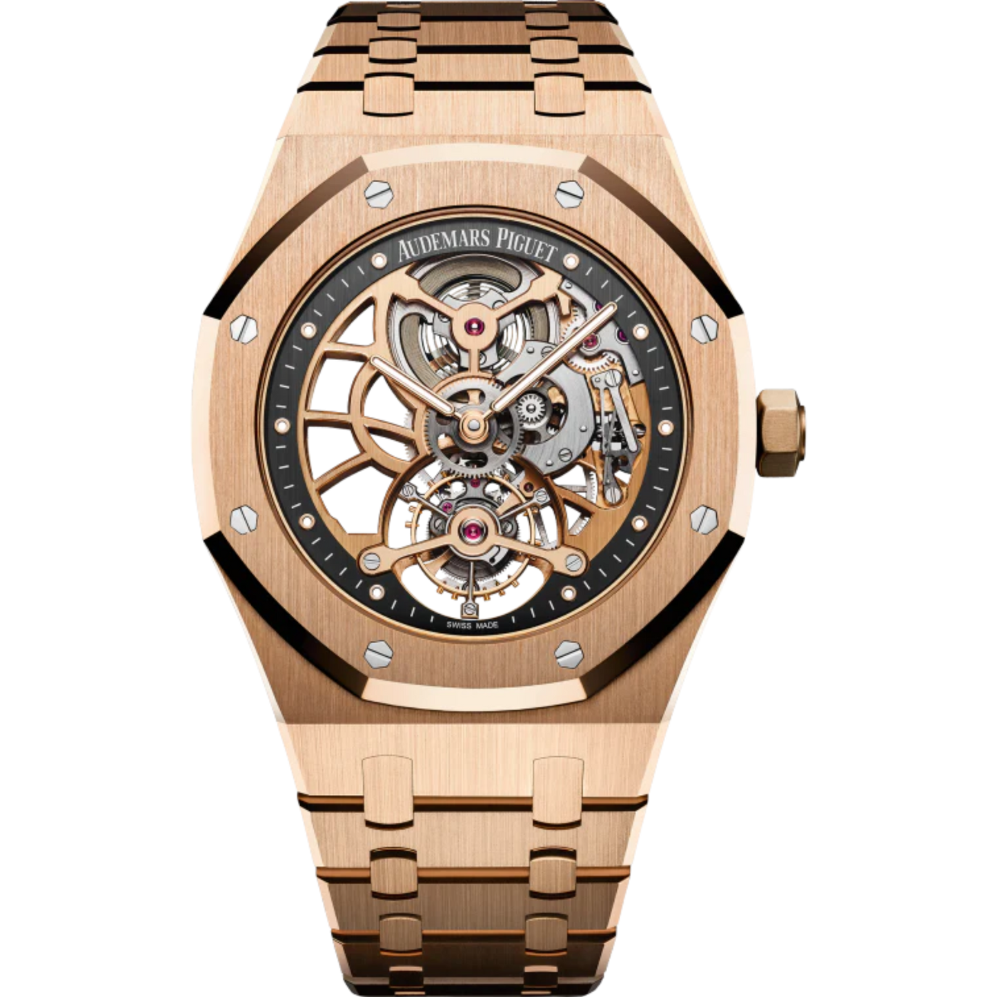 Royal Oak Tourbillon Extra-Thin Openworked 41MM 18-Carat Pink Gold Bracelet Openworked Slate Grey Dial 18-Carat Pink Gold Case