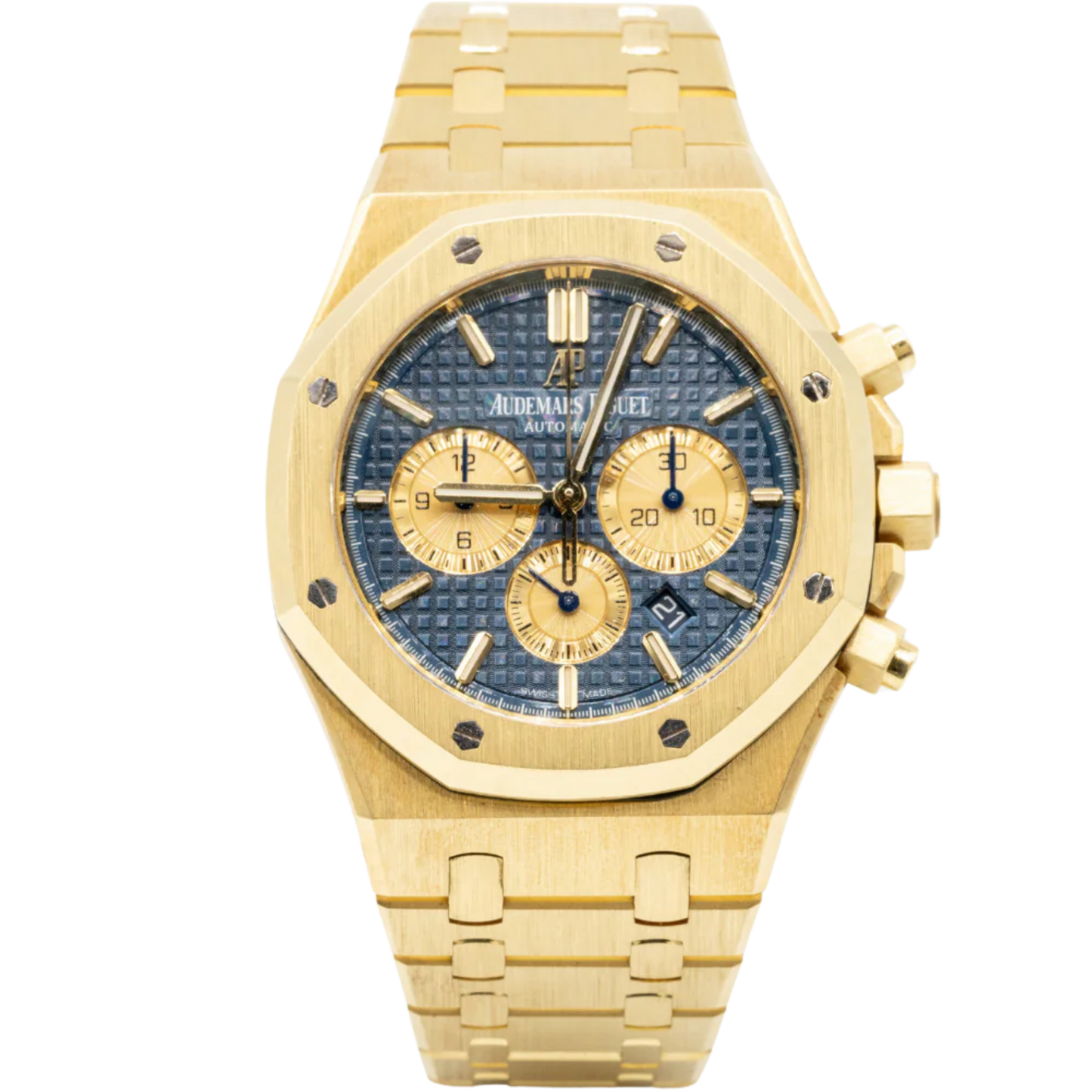 Royal Oak Selfwinding Chronograph 41MM 18-Carat Yellow Gold Bracelet Blue Dial With Grande Tapisserie Pattern 18-Carat Yellow Gold Case