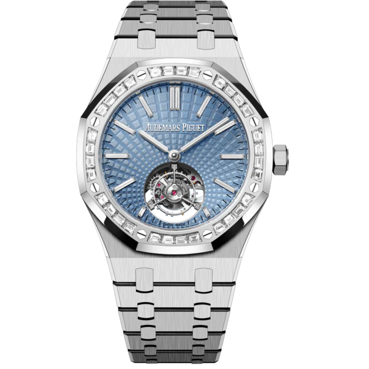 Royal Oak Selfwinding Flying Tourbillon 41MM 950 Platinum Bracelet Light Blue Dial With Evolutive Tapisserie Pattern 950 Platinum Case and Bezel