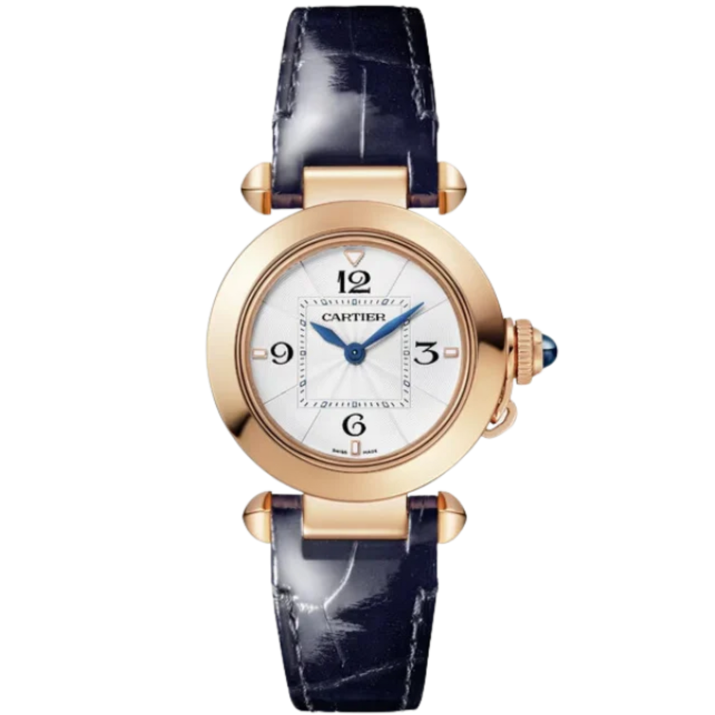 PASHA DE CARTIER 30 MM 18K ROSE GOLD AND OPALINE FLINQUE DIAL