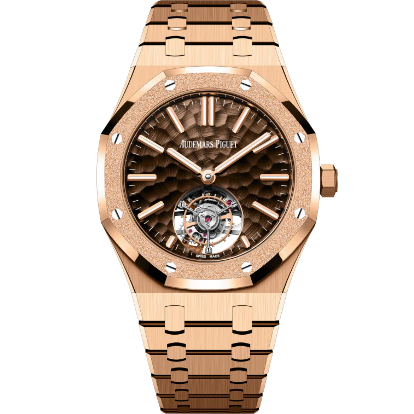 Royal Oak Selfwinding Flying Tourbillon 41MM 18-Carat Pink Gold Bracelet Brown Dimpled Dial 18-Carat Pink Gold Case