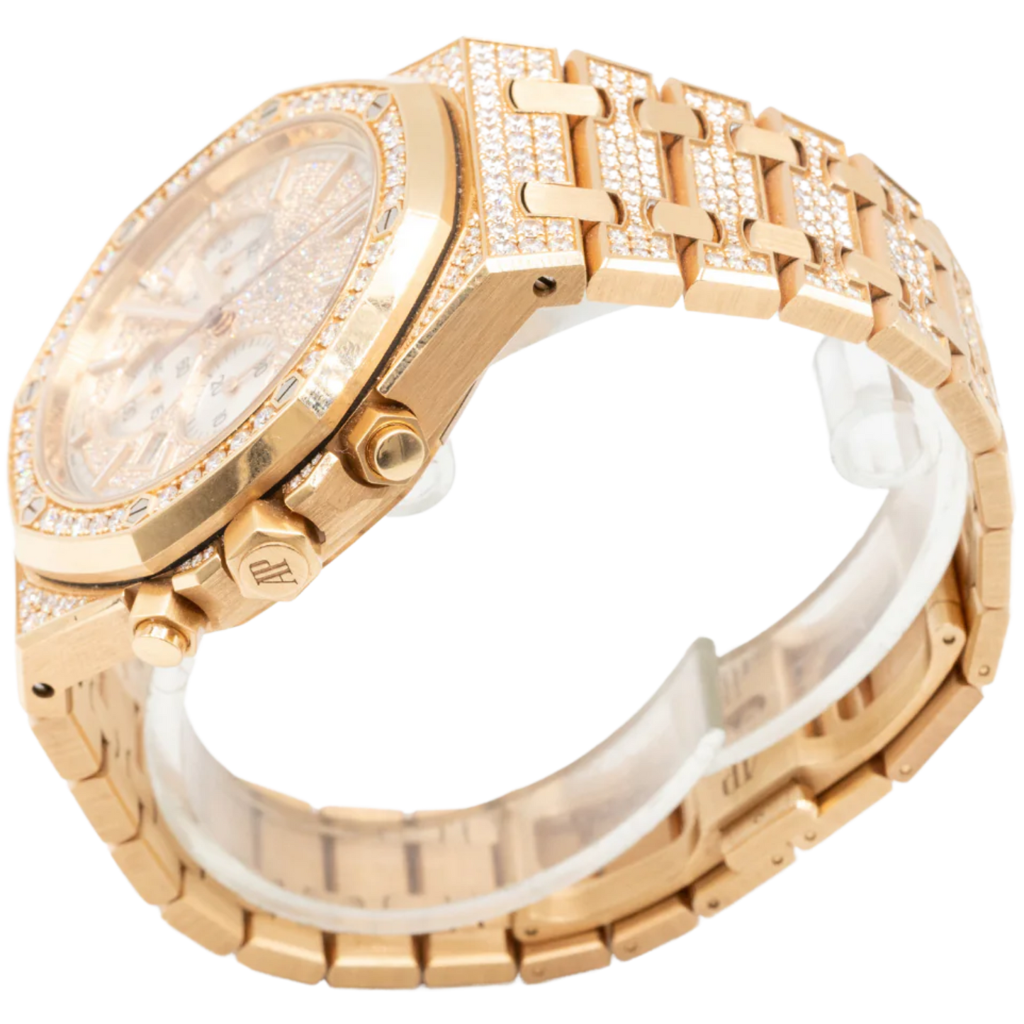 Royal Oak Chronograph 41MM 18-Carat Pink Gold Bracelet Set With Diamonds Diamond-Paved Dial 18-Carat Pink Gold Case Entirely Set With Diamonds