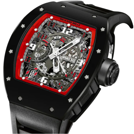 RM 030 Black Dash Limited Edition Automatic Grey Rubber Strap Titanium Bezel