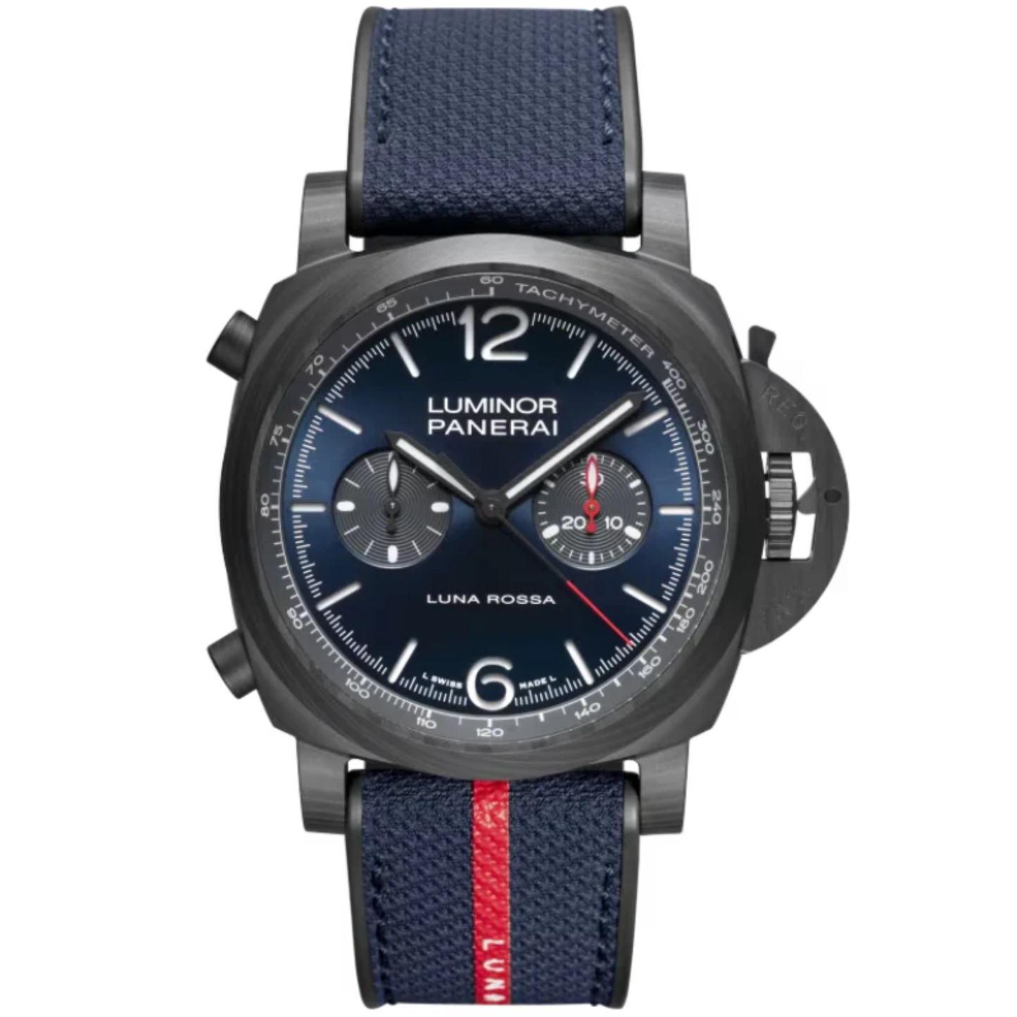 LUMINOR CHRONO LUNA ROSSA EXPERIENCE PAM01519 44 MM CARBOTECH™ WITH BLUE DIAL