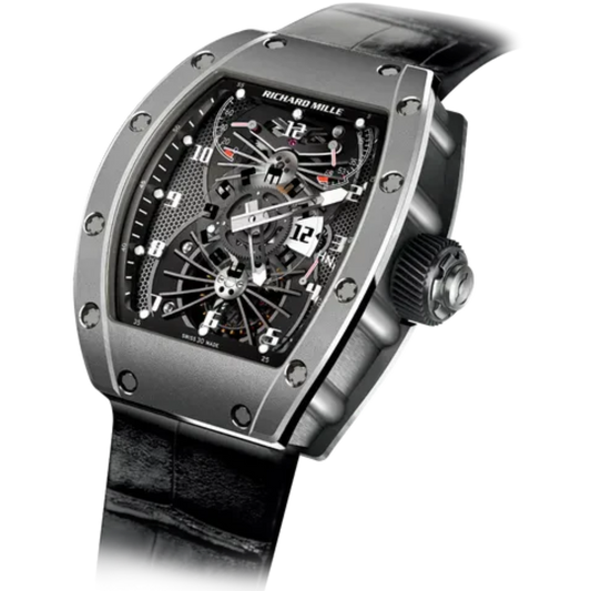 RM 022 Tourbillon Aerodyne Dual Time Zone Rubber Strap White Gold Case