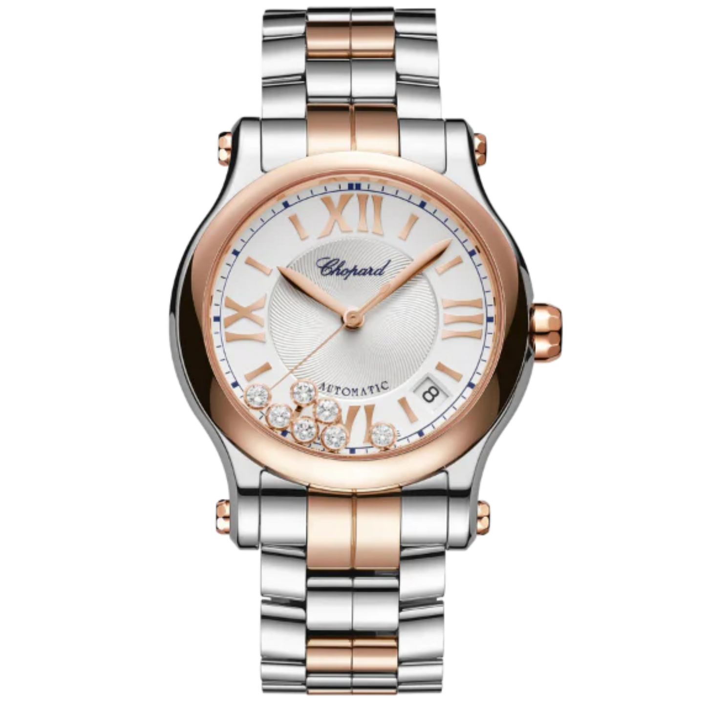 HAPPY SPORT 36 MM ETHICAL ROSE GOLD - LUCENT STEEL™ WITH SILVER DIAL