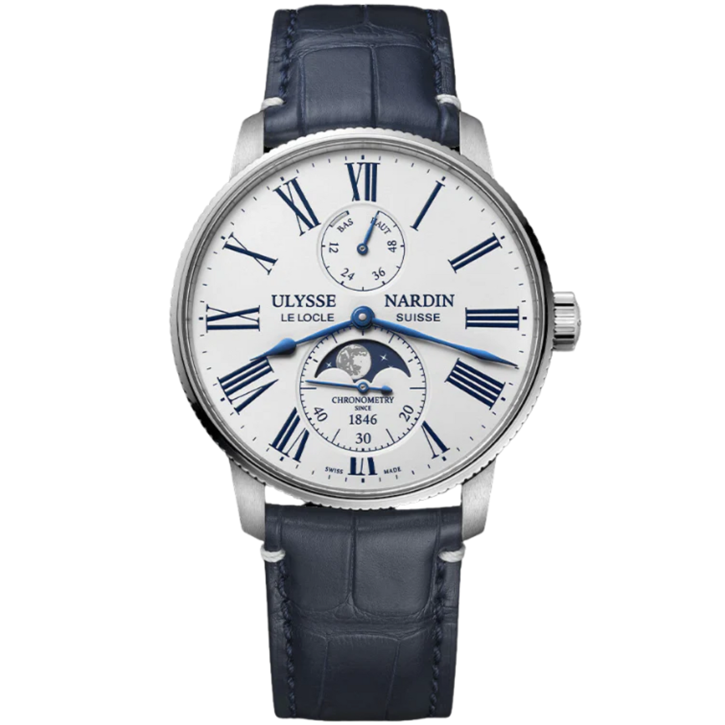 TORPILLEUR MOONPHASE 42 MM STAINLESS STEEL WITH WHITE DIAL
