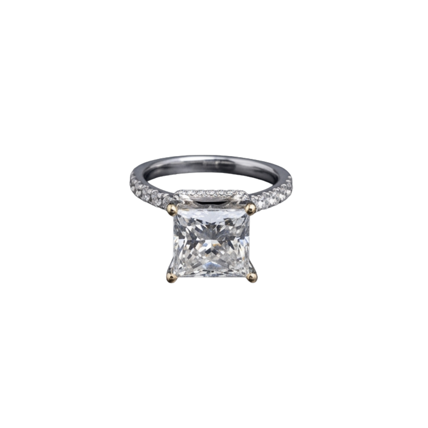 Lab Grown 3.00 CT Princess Cut Ring F Color, VS1, WG Tiffany Setting