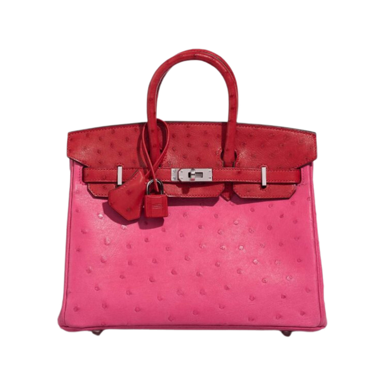 Hermes Birkin 25 Touch Rose Tyrien & Rouge Vif Ostrich Leather