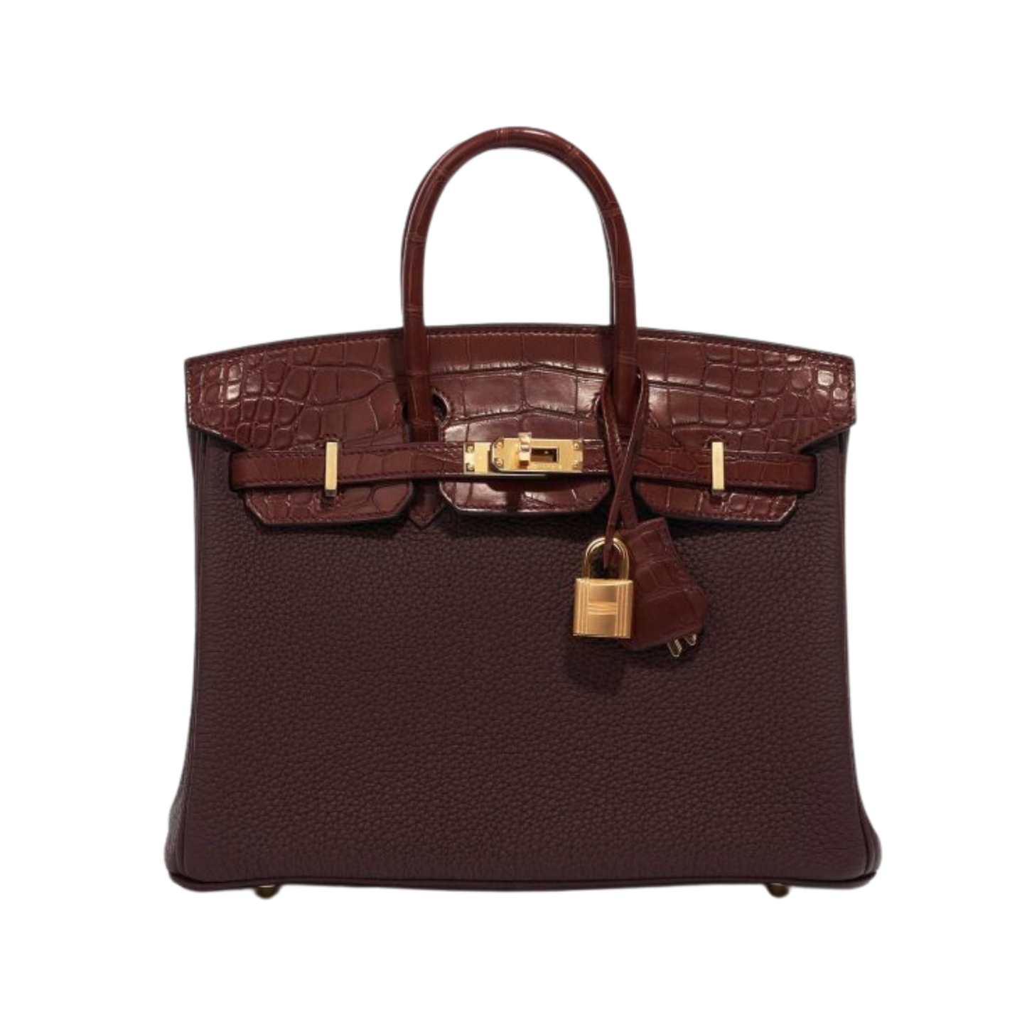 Hermes Birkin 25 Touch Bourgogne Matte Alligator & Rouge Sellier Togo Leather