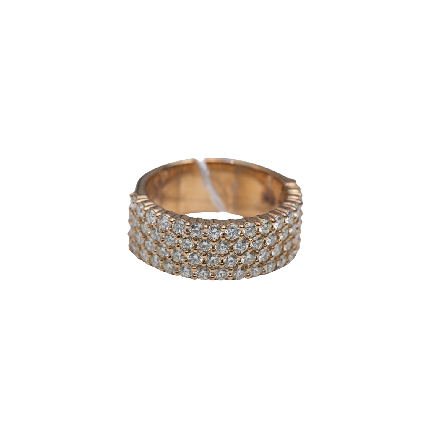 10k Yellow Gold 4 Row Half Pave Ring - Rounds - 9.4 grams - 2.47 cts - Size: 9