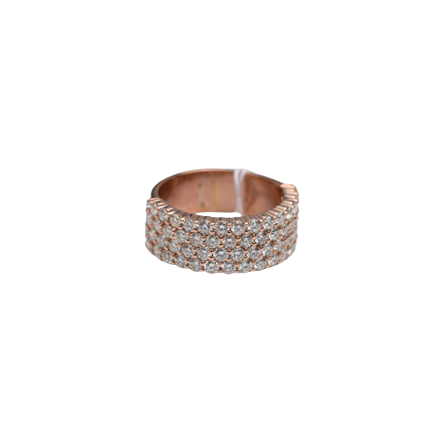 10k Rose Gold Dia Ring - 4 row round diamond half pave - 8.9 grams - 7.5 cts