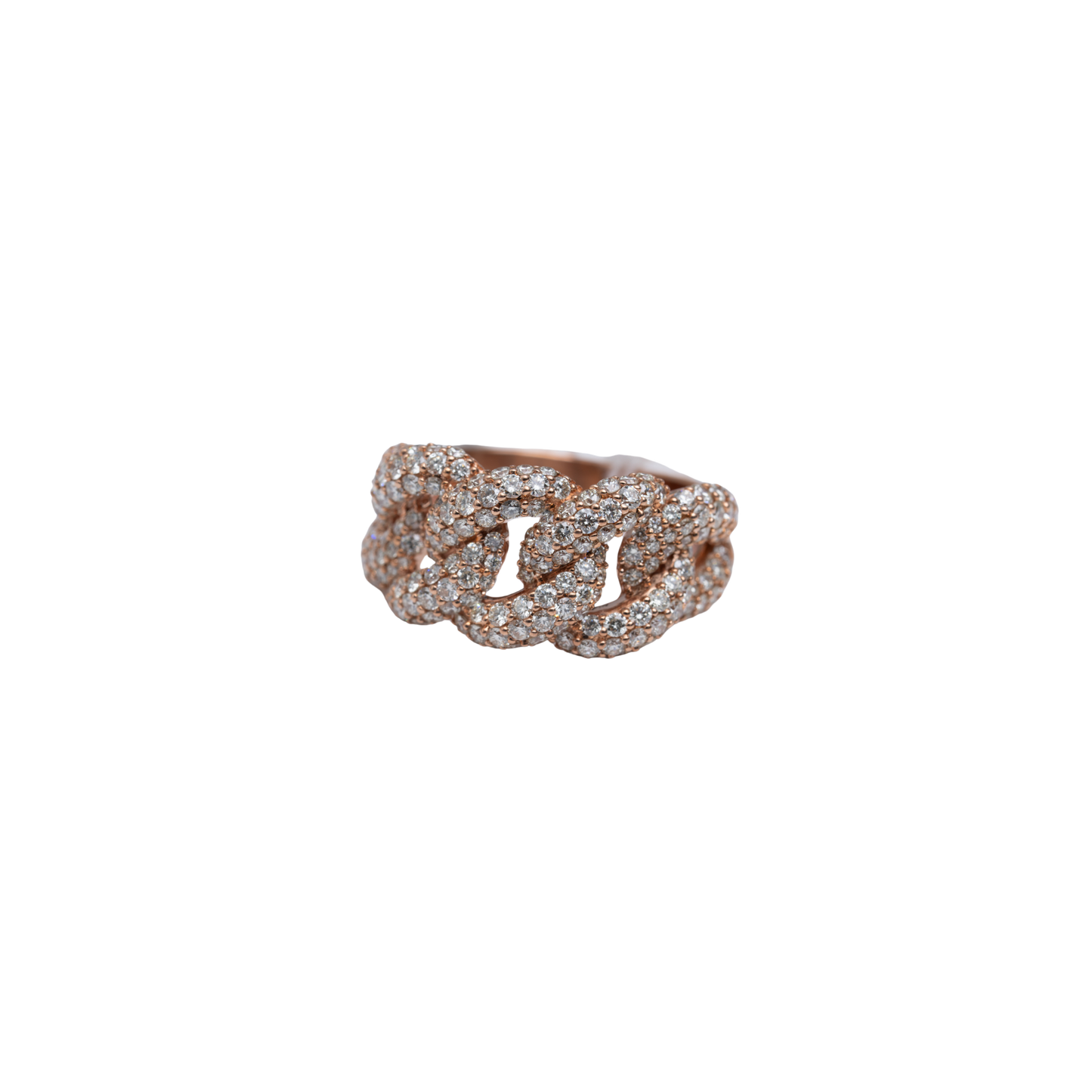 10k Rose Gold Dia Cuban Link Ring - Round Dias - 9.4 grams - 2.55 cts