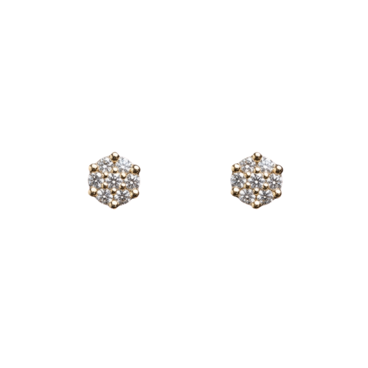 10k Yellow Gold Cluster Round Diamond Earrings - 0.7 Grams - 0.11 cts