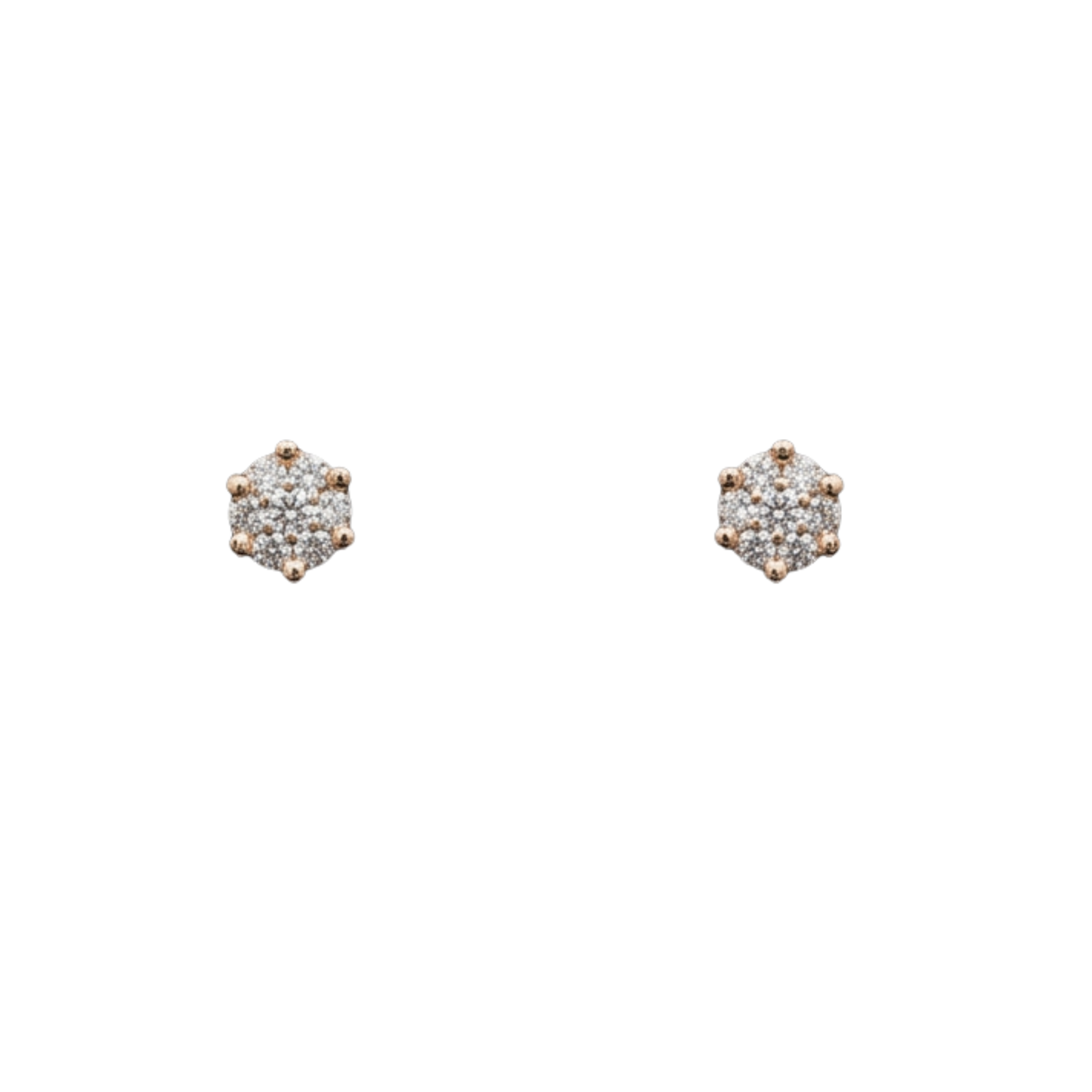 10k Rose Gold Cluster Round Diamond Earrings - 0.7 Grams - 0.11 cts