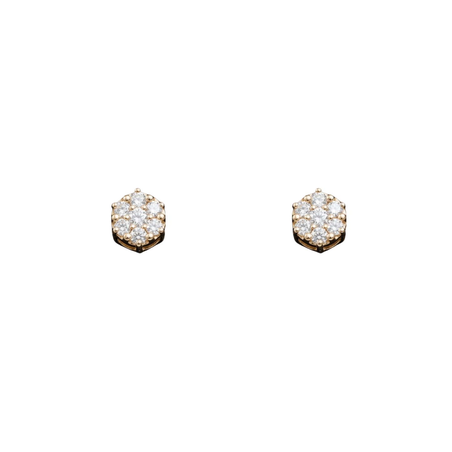 10k Yellow Gold Cluster Round Diamond Earrings - 1.01 grams - 0.26 cts
