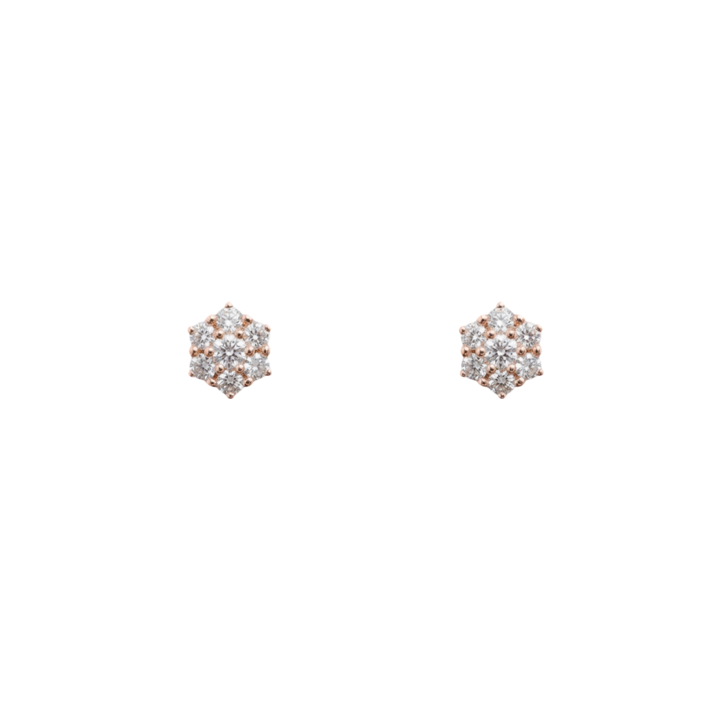 10k Rose Gold Cluster Round Diamond Earrings - 1.01 grams - 0.26 cts