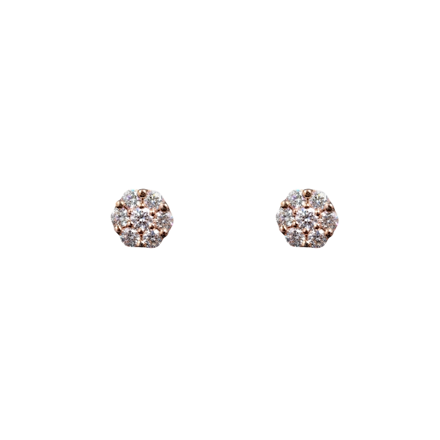10k Rose Gold Cluster Round Diamond Earrings - 1.17 grams - 0.31 cts