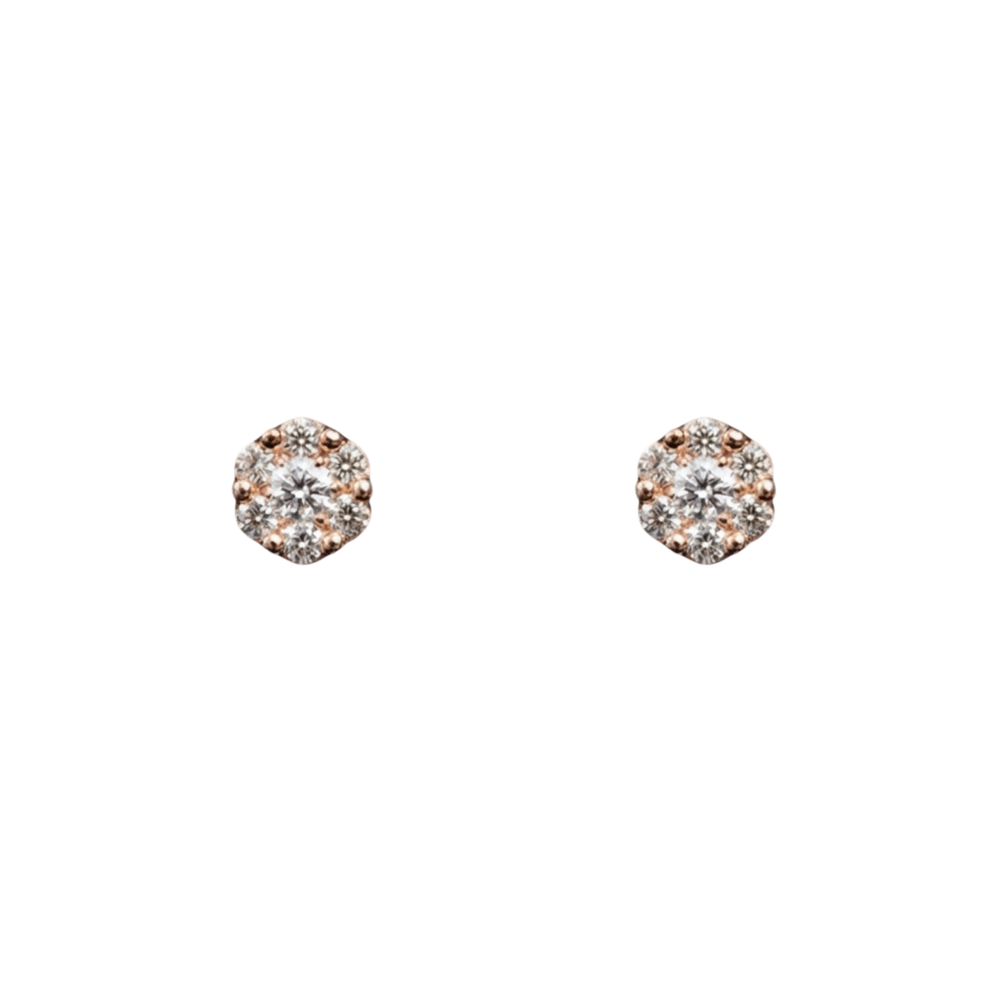10k Rose Gold Cluster Round Diamond Earrings - 1.40 grams - 0.51 cts