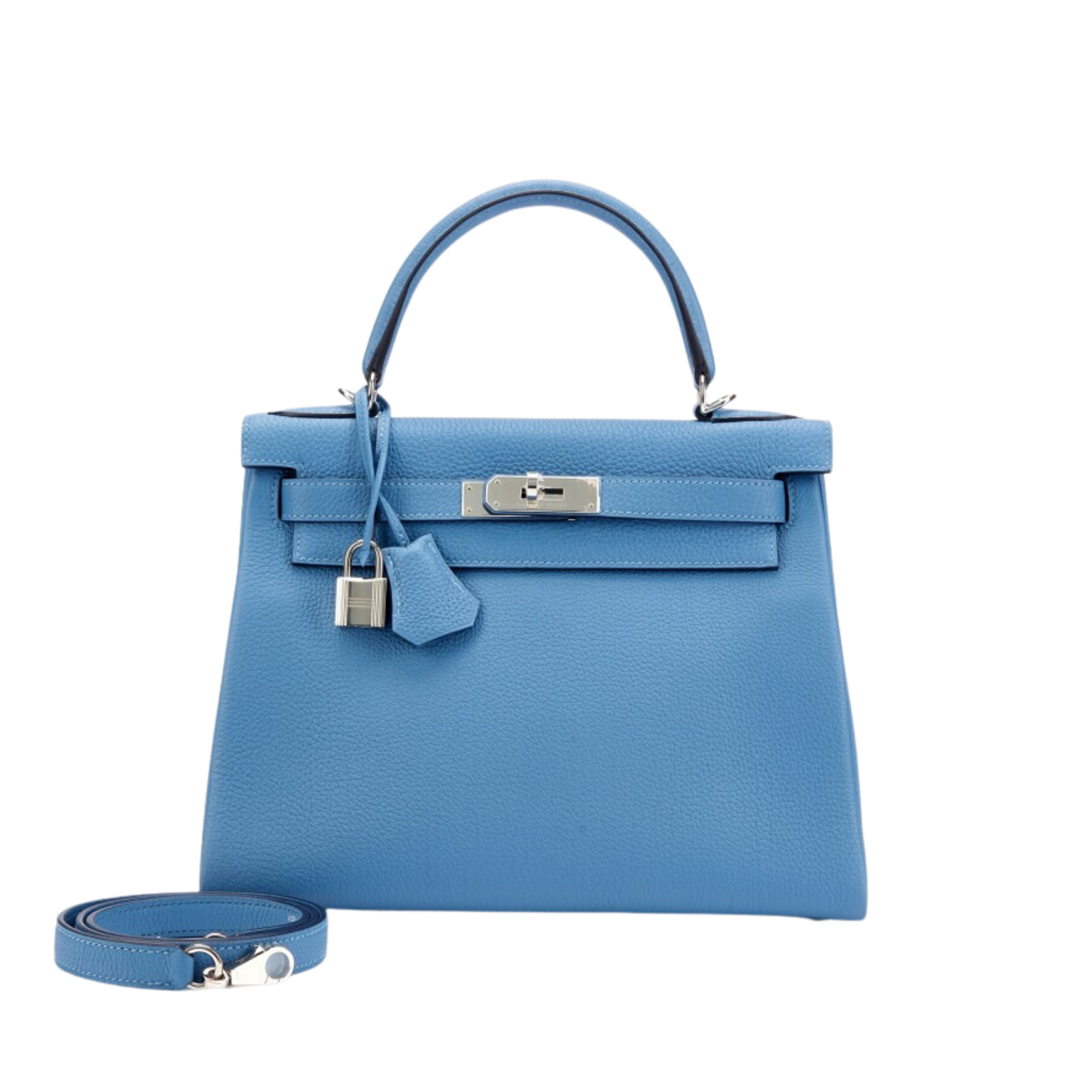 Hermes Kelly 28 Bleu Azur Togo Leather